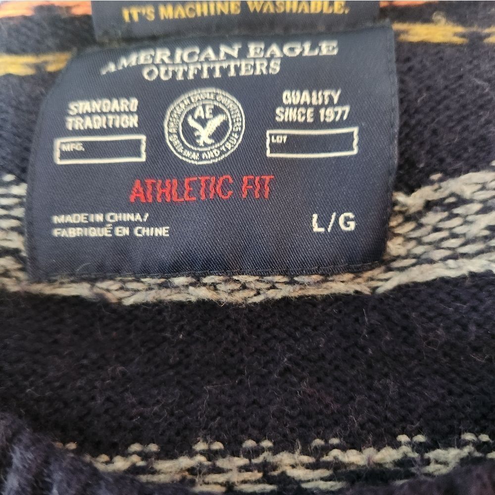 American EagleOutfitters L AthleticFit NavyBlue Mlticlrd Lngslvs Men’s Sweater - Picture 4 of 7
